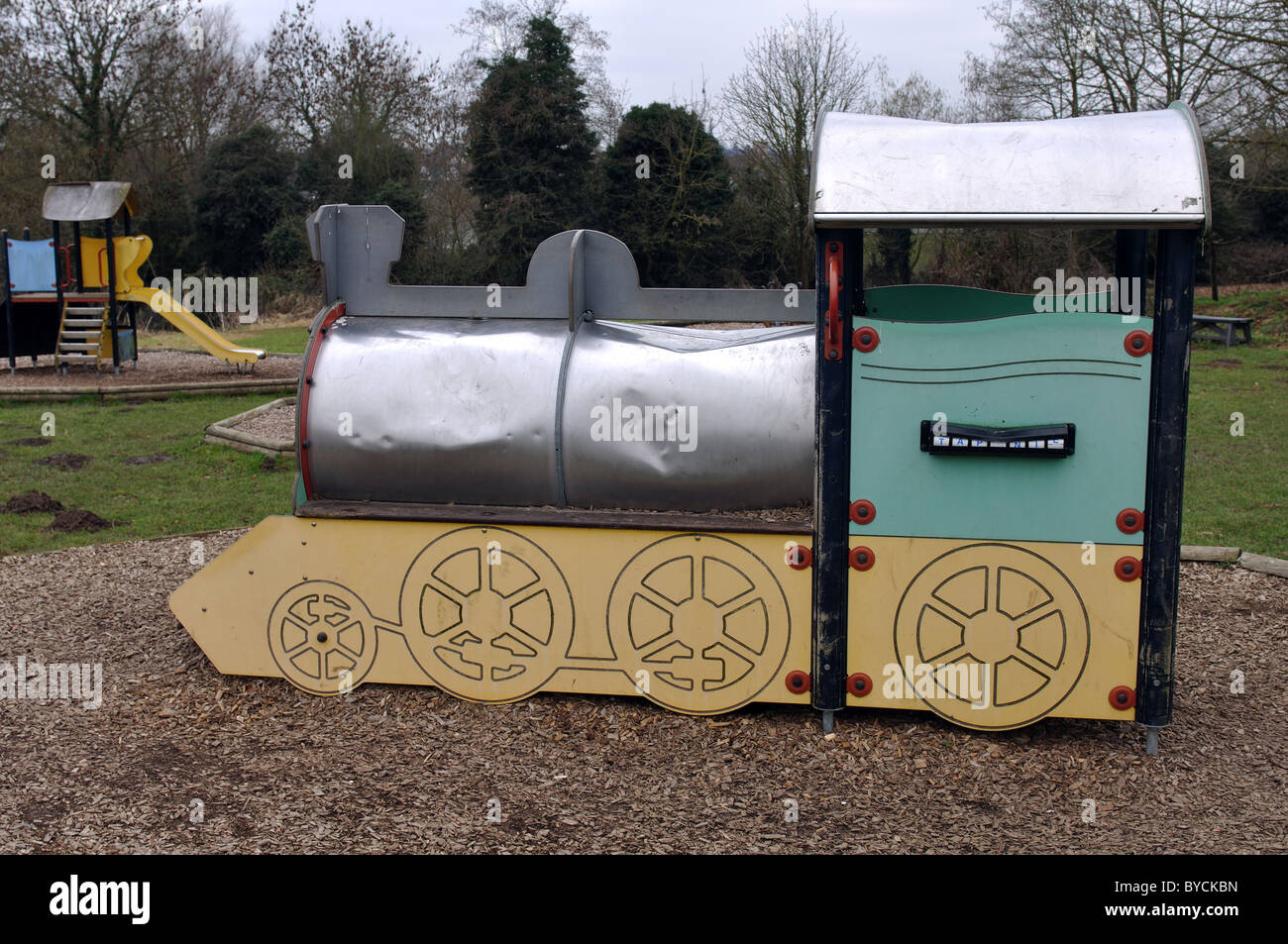 Children`s playground train Stock Photo Alamy